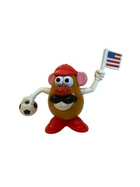 Miniature Mr. Potato Head Toy Figure Soccer American Flag Red Feet Toy